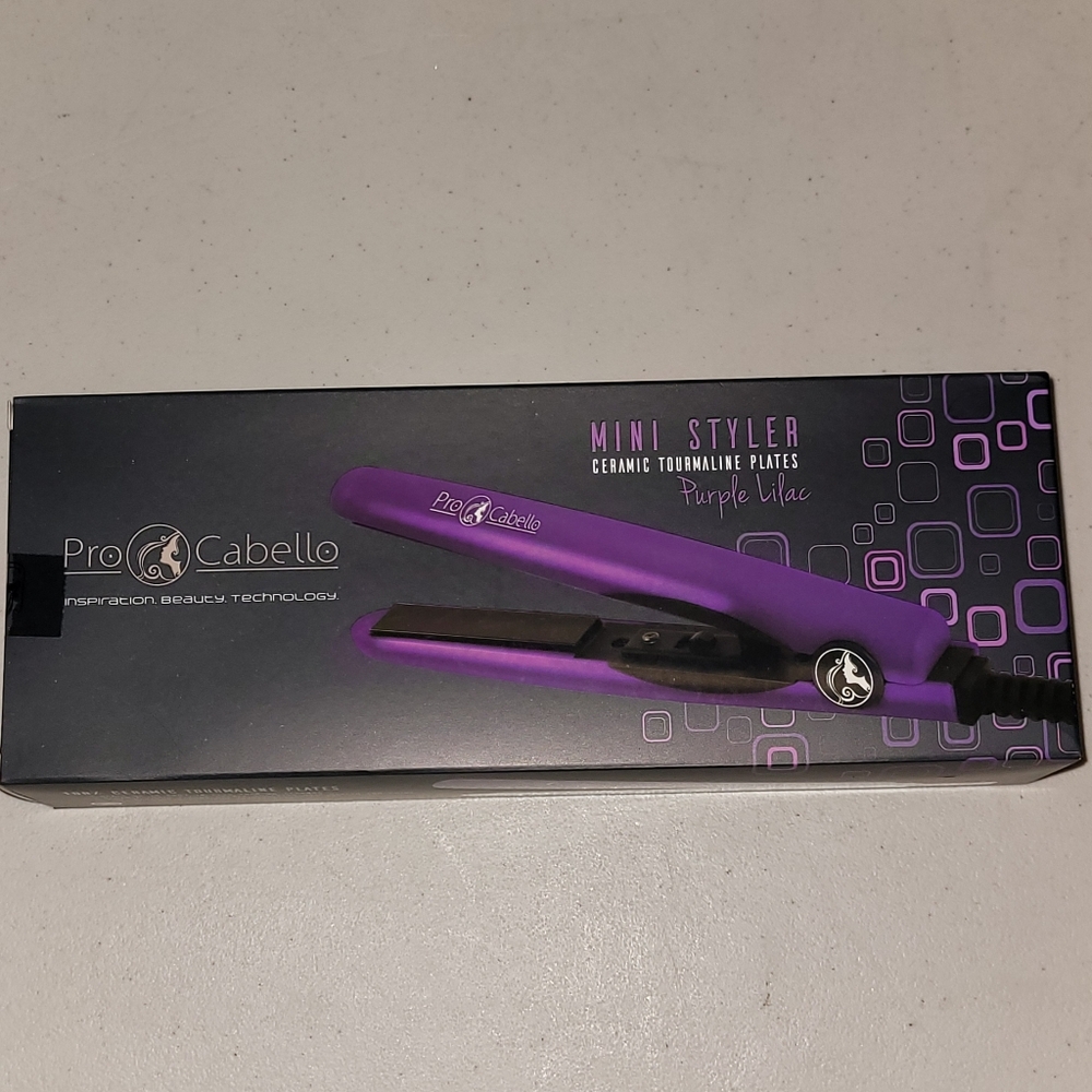 Pro Cabello Mini Flat Iron Ceramic Tourmaline Hair Straightner NEW Purple